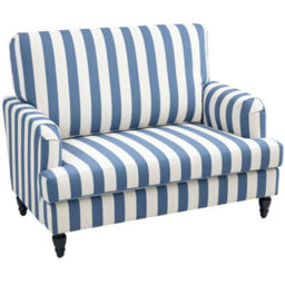 Wyld Haus Yosefi Extra-Large Blue And White Striped Velvet Cuddle Chair 115W X 82D X 82H Cm - thumbnail 2