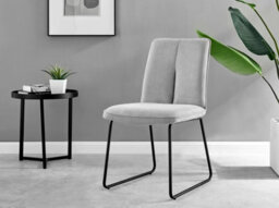 Furniturebox Novara Clear Tempered Glass 120Cm Round Dining Table With Black Starburst Legs & 4 Light Grey Halle Fabric Chairs - thumbnail 7