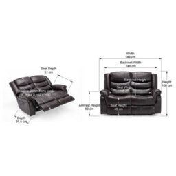 More4Homes Seattle Electric High Back Bonded Leather Recliner 2 Seater Sofa (Brown) - thumbnail 9