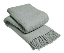 Lisbon Pure Cotton Honeycomb Throw In Silver, 178 X 254Cm - thumbnail 1