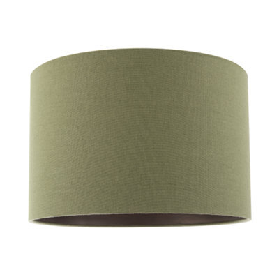 Happy Homewares Sleek Olive Green Lamp Shade In Linen Fabric With Bronze Resin Inner - image 1
