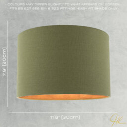 Happy Homewares Sleek Olive Green Lamp Shade In Linen Fabric With Bronze Resin Inner - thumbnail 6
