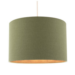 Happy Homewares Sleek Olive Green Lamp Shade In Linen Fabric With Bronze Resin Inner - thumbnail 2