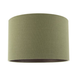 Happy Homewares Sleek Olive Green Lamp Shade In Linen Fabric With Bronze Resin Inner