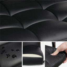 Black Leather Office Chair Adjustable Swivel Arms - thumbnail 3