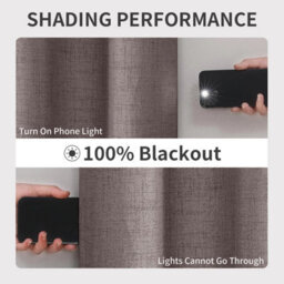 Ameha Mocha Linen Textured 100%blackout Curtain- Energy Efficient Thermal Insulated Window Drapes-Neutral Tone-Bedroom Use Uk, 66''x90'' - thumbnail 6