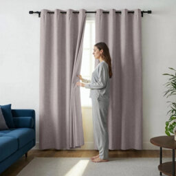Ameha Mocha Linen Textured 100%blackout Curtain- Energy Efficient Thermal Insulated Window Drapes-Neutral Tone-Bedroom Use Uk, 66''x90'' - thumbnail 3