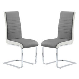 Furniture in Fashion Symphony Grey And White Faux Leather Dining Chairs In Pair - thumbnail 2