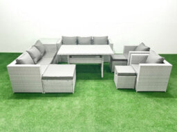 Fimous Rattan Garden Furniture Set Outdoor 8 Seater Patio Dinin G Sofa Sets Dining Table 2 Chairs Side Table 3 Stools - thumbnail 2