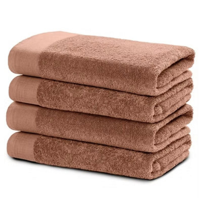 4 Piece Mocha Bath Sheet Set 100% Cotton, 550Gsm Large Bath Towels, 80 X 140Cm, Soft Absorbent Bathroom Towels