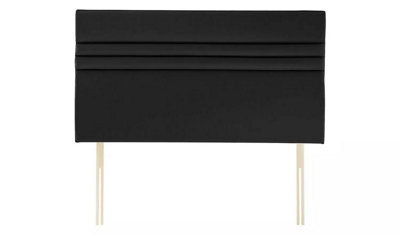 "Slumbre Apollo Plush Velvet 4Ft Small Double 20"" Headboard -  Black"
