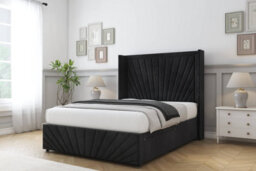 "Comfort Sunrise Black Naples Divan Bed Set No Drawers - 54"" Wingback & 12"" Footboard 3' Single" - thumbnail 2