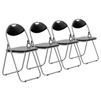 Harbour Housewares 4X Padded Folding Chairs - Black/silver - Metal Frame Easy Store Portable Folding Seats - image 1