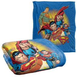 DC comics Superman Silky Collage Supersoft Blanket Blue/red/yellow (One Size) - thumbnail 2