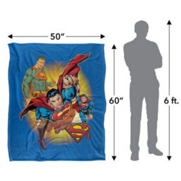 DC comics Superman Silky Collage Supersoft Blanket Blue/red/yellow (One Size) - thumbnail 5