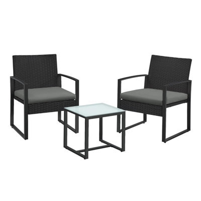 Songmics Garden Furniture Set, 3-Piece Outdoor Patio Sets, Pe Rattan, Seating For Bistro Front Porch Balcony, Easy To Assemble, 2