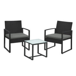Songmics Garden Furniture Set, 3-Piece Outdoor Patio Sets, Pe Rattan, Seating For Bistro Front Porch Balcony, Easy To Assemble, 2