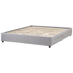 Beliani Bed With Storage Drawers Without Headboard Fabric Prades 180 X 200 Cm (Eu Super King) Light Grey - thumbnail 5