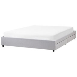 Beliani Bed With Storage Drawers Without Headboard Fabric Prades 180 X 200 Cm (Eu Super King) Light Grey - thumbnail 4