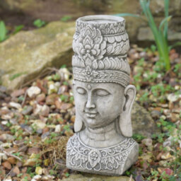 Burgess Tealight Thai Buddha Stone Statue Oriental Monk Vintage British Made Garden Outdoor Ornament - thumbnail 2