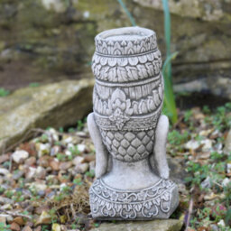 Burgess Tealight Thai Buddha Stone Statue Oriental Monk Vintage British Made Garden Outdoor Ornament - thumbnail 4