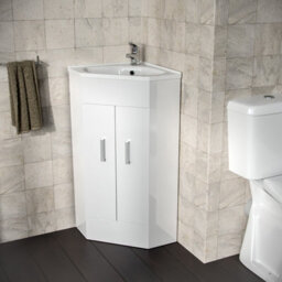 Nes Home Modern Corner Basin Sink 550 mm White Vanity Cabinet Floor Standing - thumbnail 3