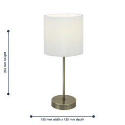 First Choice Lighting Antique Brass Stick Table Lamp With White Micropleat Shade - thumbnail 5