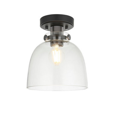 Luminosa Lighting Luminosa Alessandria Bowl Semi Flush Ceiling Light Smokey Grey Tinted Glass, Black Chrome Plate - image 1