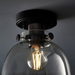 Luminosa Lighting Luminosa Alessandria Bowl Semi Flush Ceiling Light Smokey Grey Tinted Glass, Black Chrome Plate - thumbnail 5