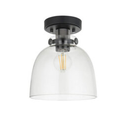 Luminosa Lighting Luminosa Alessandria Bowl Semi Flush Ceiling Light Smokey Grey Tinted Glass, Black Chrome Plate - thumbnail 7