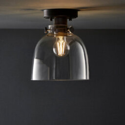 Luminosa Lighting Luminosa Alessandria Bowl Semi Flush Ceiling Light Smokey Grey Tinted Glass, Black Chrome Plate - thumbnail 4