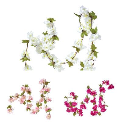 Homescapes Set Of 3 Cream, Cerise & Pink Artificial Blossom Flower Garlands, 5 Ft - image 1