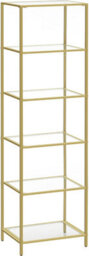 Songmics Glass Shelving Unit, 6 Level Book Organizer, Storage Rack, Glass, For Bathroom, Lounge, Bedroom, Workspace, Metallic Gold - thumbnail 9