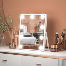 Compact Hollywood Makeup Mirror With 9 Led Bulbs, 25X30 Cm Vanity Mirror, Smart Touch Control, 3 Light Modes, Gloss White - thumbnail 7