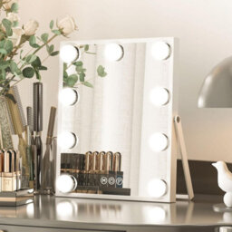 Compact Hollywood Makeup Mirror With 9 Led Bulbs, 25X30 Cm Vanity Mirror, Smart Touch Control, 3 Light Modes, Gloss White - thumbnail 8