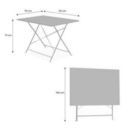 Sweeek - 4-Seater Folding Metal Bistro Garden Table Emilia Grey Blue 110X70X71 Cm - thumbnail 8