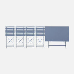Sweeek - 4-Seater Folding Metal Bistro Garden Table Emilia Grey Blue 110X70X71 Cm - thumbnail 3