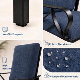 Outdoor Patio Glider Chair, Removable Water Resistant Cushions, Silent Gliding Motion For Garden Porch Balcony, Blue - thumbnail 6