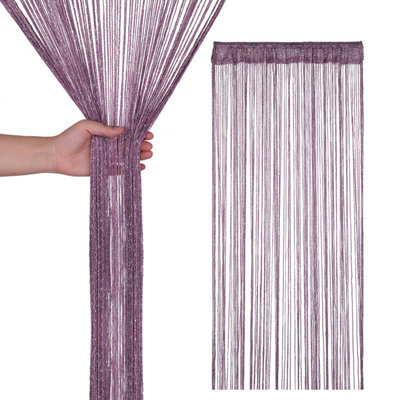 Neel Blue String Curtains Glitter Fringe Panel Fly Screen Doorway Tassel Curatin, 200Cm X 90Cm - Dark Purple - image 1