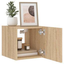 Berkfield Durable Tv Wall Cabinet With Led Lights Sonoma Oak 30.5X35X30 Cm - thumbnail 7