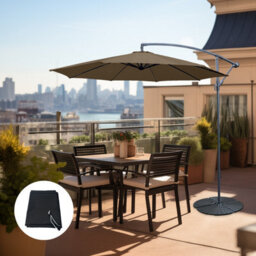 Sundaze Taupe 3M Garden Banana Parasol Cantilever Umbrella Hanging Patio, Base & Weather Protective Cover