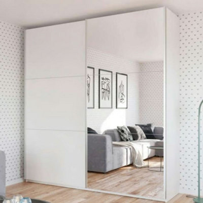 Arte Spacious & Sleek White Matt Sliding Door Wardrobe 225Cm - Organise Your Family Life - image 1