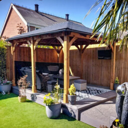Dunster House Wooden Gazebo Leviathan 4M X 3M Heavy Duty With Roof Shingles - thumbnail 9
