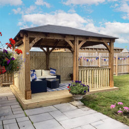 Dunster House Wooden Gazebo Leviathan 4M X 3M Heavy Duty With Roof Shingles - thumbnail 5
