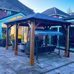 Dunster House Wooden Gazebo Leviathan 4M X 3M Heavy Duty With Roof Shingles - thumbnail 6