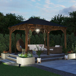 Dunster House Wooden Gazebo Leviathan 4M X 3M Heavy Duty With Roof Shingles - thumbnail 2