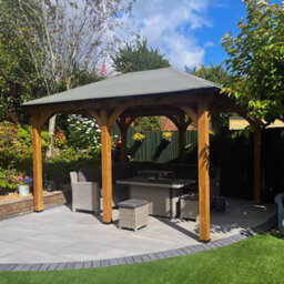Dunster House Wooden Gazebo Leviathan 4M X 3M Heavy Duty With Roof Shingles - thumbnail 7