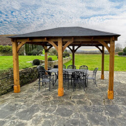 Dunster House Wooden Gazebo Leviathan 4M X 3M Heavy Duty With Roof Shingles - thumbnail 3