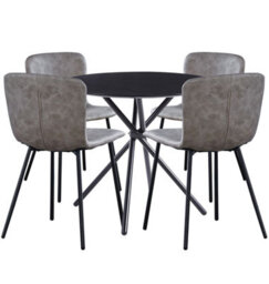 Hallowood Furniture Cullompton Small Black Round Dining Table 90Cm With 4 Taupe Leather Effect Chairs - thumbnail 8