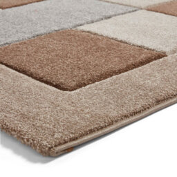 Beige Grey Modern Bordered Chequered Geometric Rug For Dining Room-120Cm X 170Cm - thumbnail 6